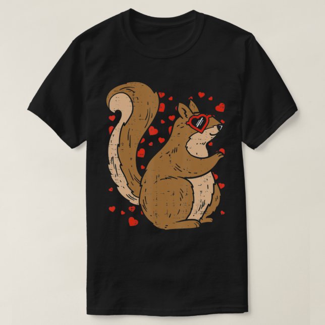 Camiseta Squirrel Heart Glasses Cute Valentines Day Animal  (Frente do Design)