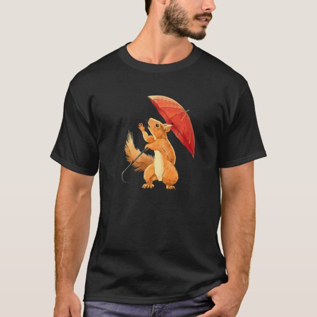 Camiseta Squirrel Holding Umbrella  Squirrel Enthusiast (Frente)