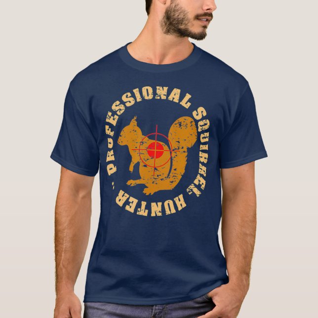 Camiseta Squirrel Hunter Retro Distresses Vintage (Frente)
