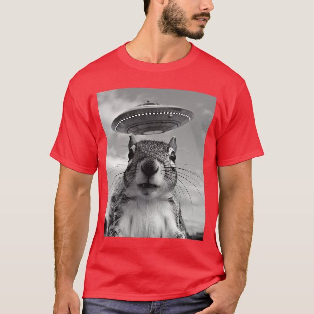 Camiseta Squirrel Sie With Alien UFO Funny Squirrel Gifts F (Frente)