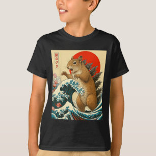 Camiseta Squirrelzilla Squirrel Art Japonês Arte Engraçada