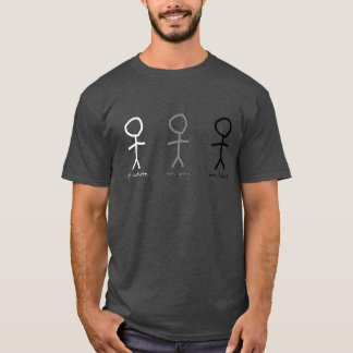 Camiseta Sr. Branco, Sr. Cinzento, e Sr. Preto