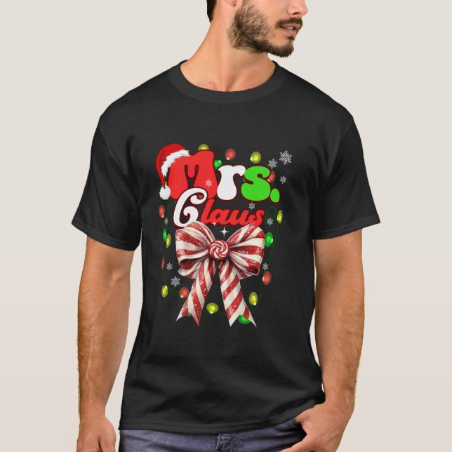 Camiseta Sr. e Sra. Claus Casais de Natal Arco Ca (Frente)