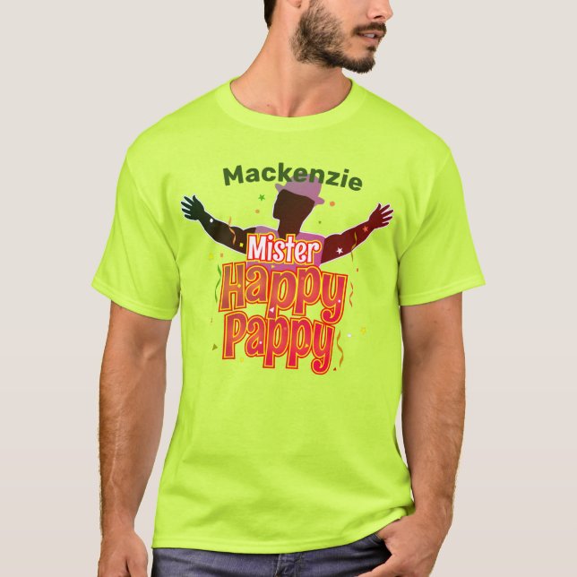 Camiseta Sr. Feliz Pappy com Chapéu e Seu Nome (Frente)