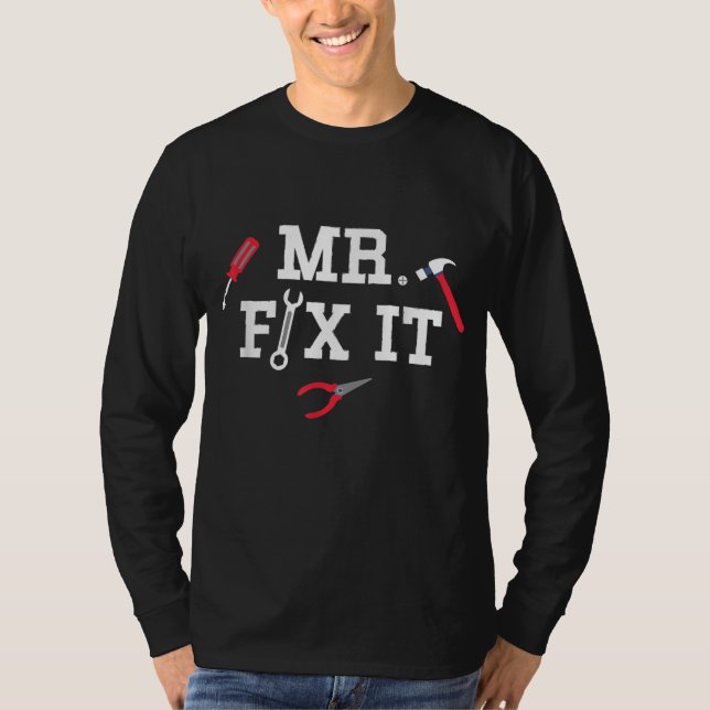 Camiseta Sr. Fix It Dia de os pais Ferramentas de Mão Pai (Frente)
