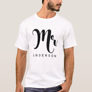 Camiseta SR. Groom Tipo de Letra Moderno para Casamento de 