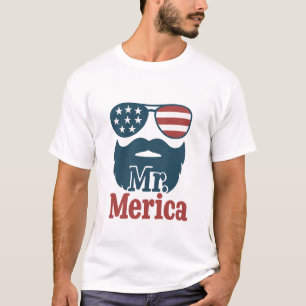 Camiseta Sr. 'Merica Patriotic Beard & Shades Para Ele