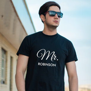 Camiseta Sr. Personalizado Novo White Script Black Mens