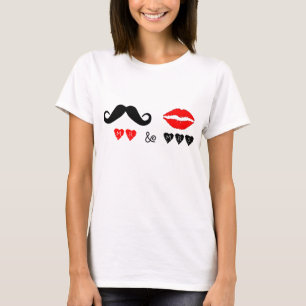 Camiseta Sr. & Sra. Lábios & Mustache - Presente de Casamen