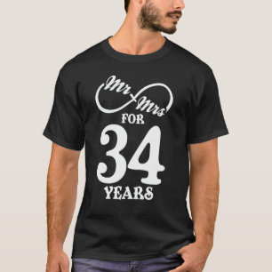 Camiseta Sr. & Sra. Por 34 Anos 1 rua De Casamento