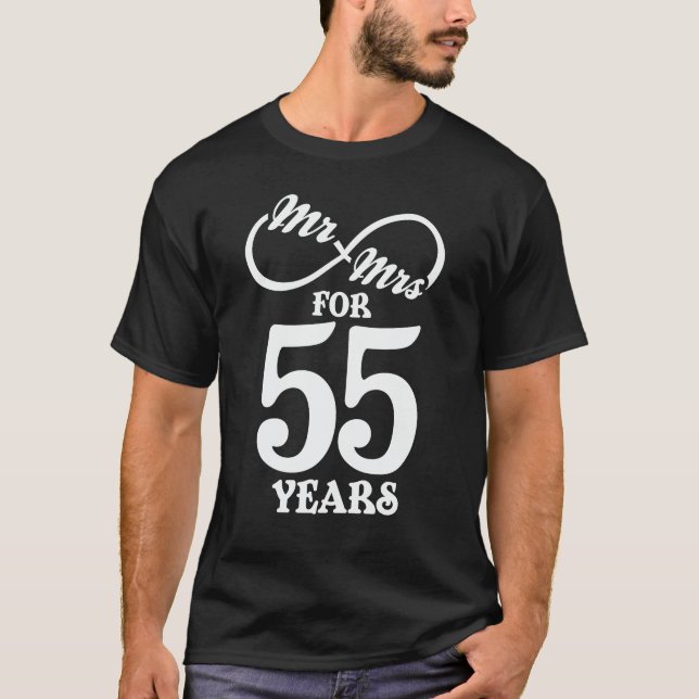 Camiseta Sr. & Sra. Por 55 Anos 55 Aniversário de Casamento (Frente)