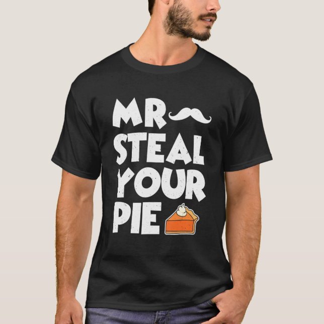Camiseta Sr. Steal Sua Pizza Engraçada Ação de Graças Pumpk (Frente)