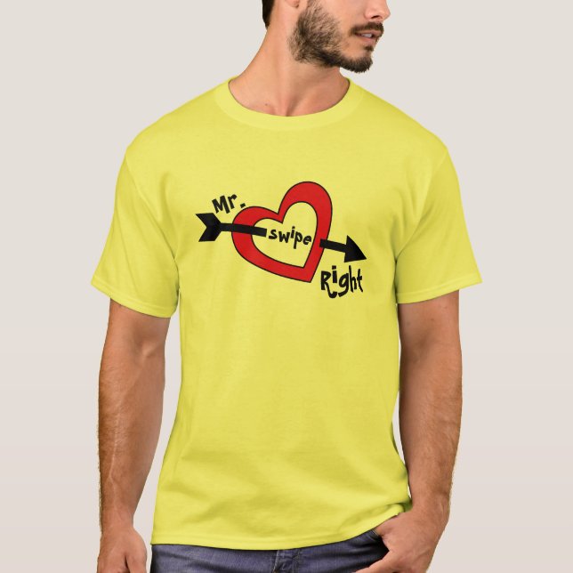 Camiseta Sr. Swipe Right Mobile Namorando Cute Design T-Sh (Frente)