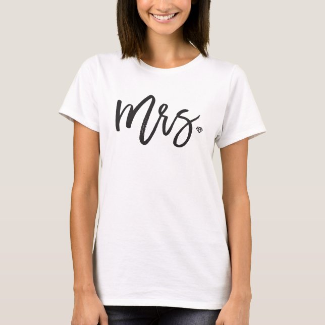 Camiseta Sra. Brush Script Diamond Noiva Chic Festa de Casa (Frente)