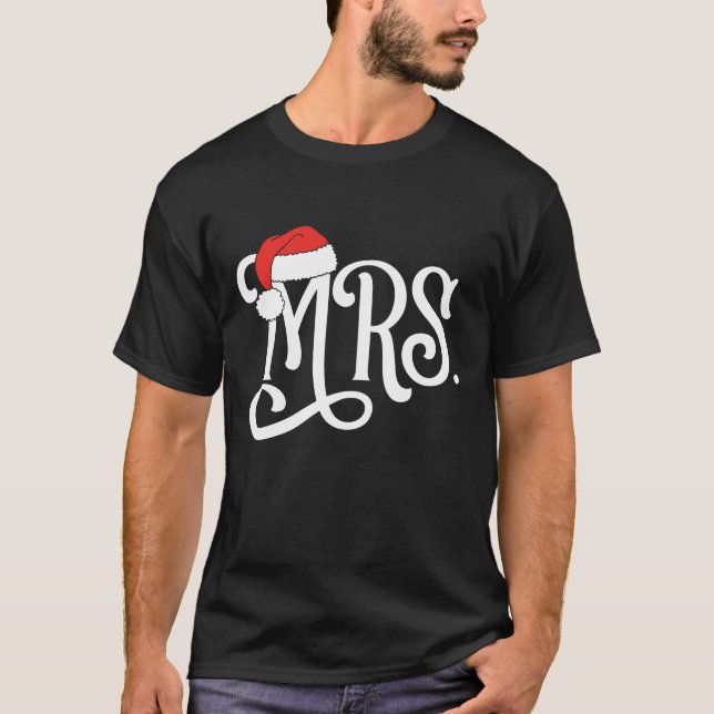 Camiseta Sra. Casais Natal Papai Noel Que Sr. E Sra. (Frente)