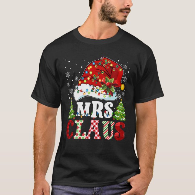 Camiseta Sra. Claus Papais noeis Luzes de Natal Casais de X (Frente)