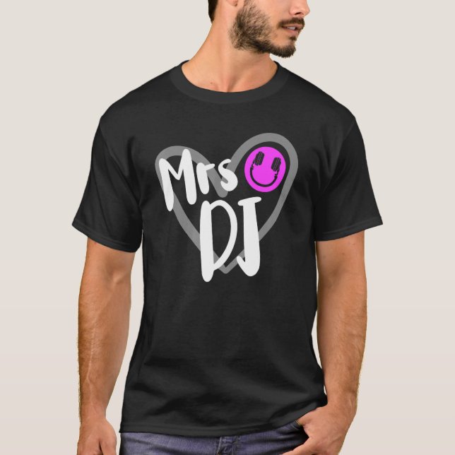 Camiseta Sra. DJ Wife Heart Disc Jockey (Frente)
