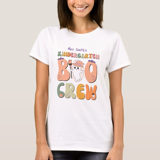 Camiseta Sra. Kindergarten Boo Crew White (Frente)