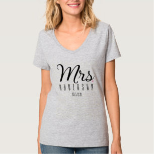 Camiseta Sra. Moderno Roteiro Casamento Personalizado Recém
