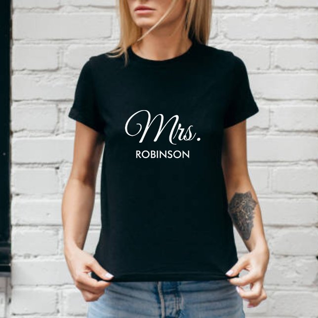 Camiseta Sra. Personalidade Nova Escrita Branca Negra (Criador carregado)