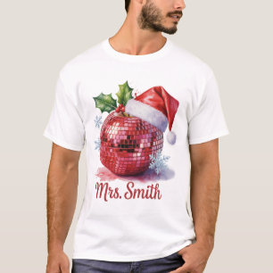 Camiseta Sra. Smith Personalizada Disco Ball Santa Hat Xmas