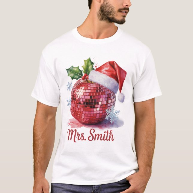 Camiseta Sra. Smith Personalizada Disco Ball Santa Hat Xmas (Frente)