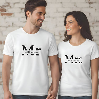 Camiseta Sra | Sras Sobrenome Casais Personalizados Mulhere