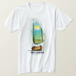 Camiseta Sri Lanka: poster de turismo de mapa ilustrado.
