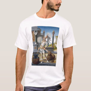 Camiseta St. Adrian na armadura em uma paisagem aberta