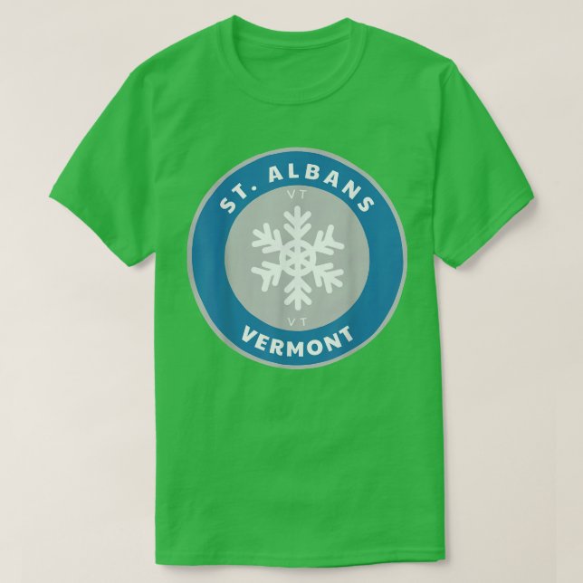 Camiseta St Albans Vermont VT Winter Snow Snowflake Badge S (Frente do Design)