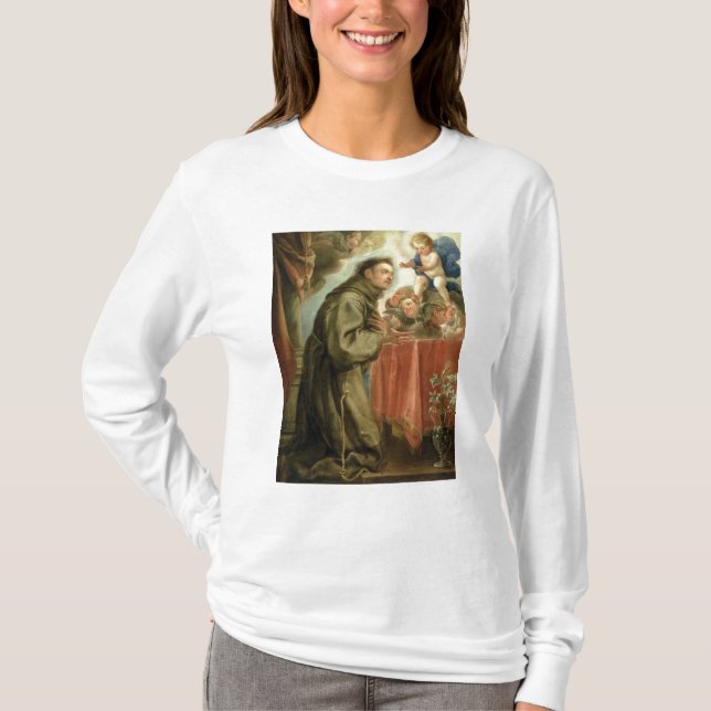 Camiseta St Anthony de Pádua adorador a criança do cristo (Frente)