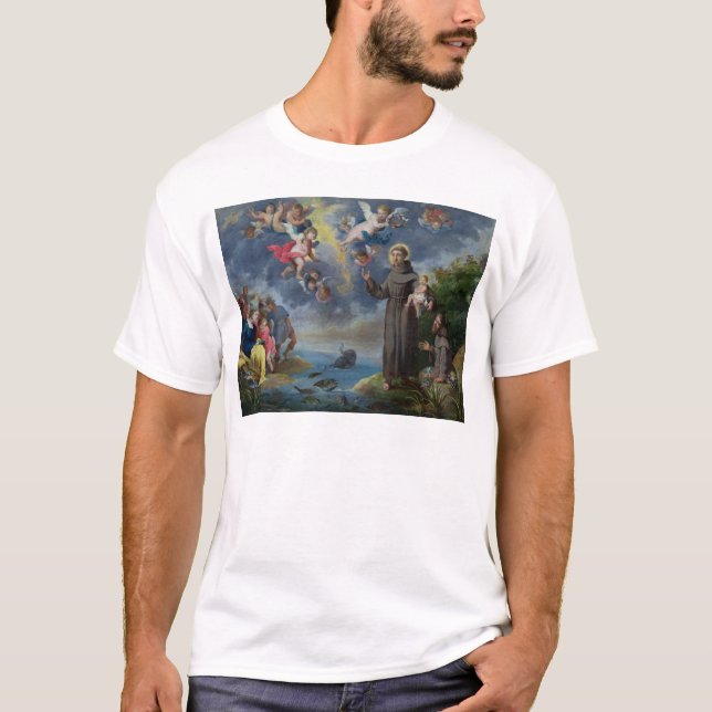Camiseta St Anthony de Pádua que Preaching aos peixes (Frente)