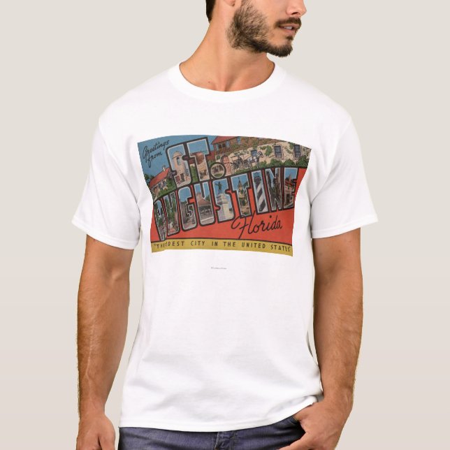 Camiseta St Augustine, Florida - grandes cenas 2 da letra (Frente)