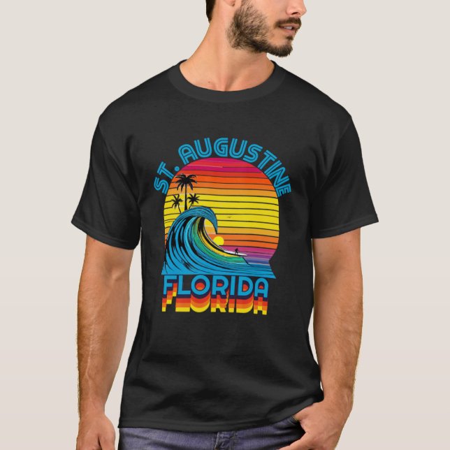 Camiseta St Augustine Florida Retro Throwback Surf & Beach  (Frente)