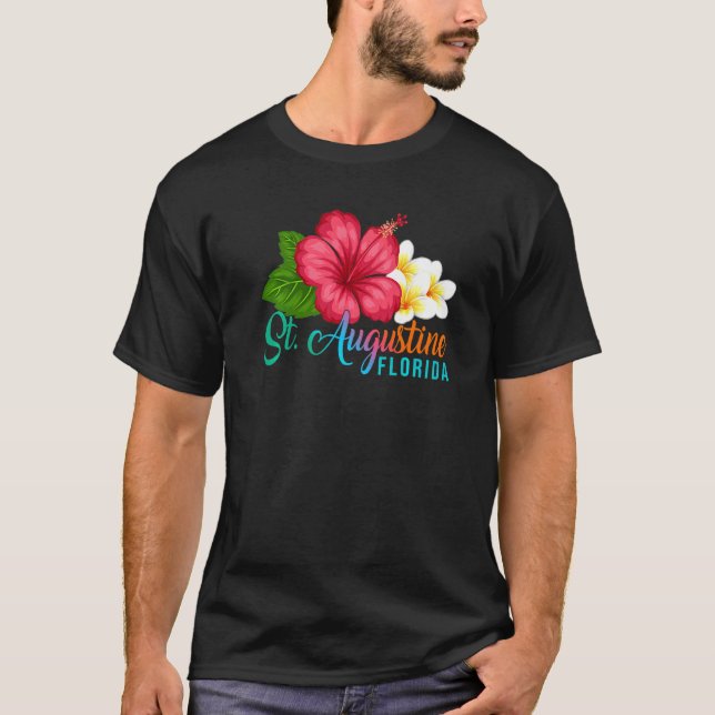 Camiseta St Augustine Vacation Florida Tropical Hibiscus Fl (Frente)