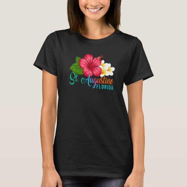 Camiseta St Augustine Vacation Florida Tropical Hibiscus Fl (Frente)