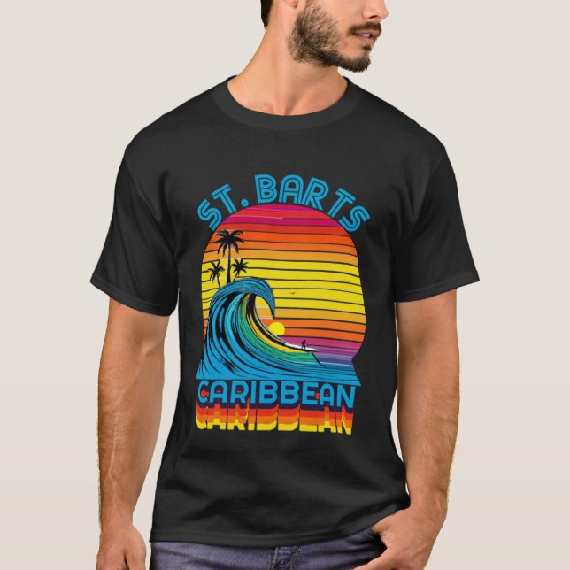 Camiseta St Barts Caribbean Retro Throwback Surf & Beach So (Frente)