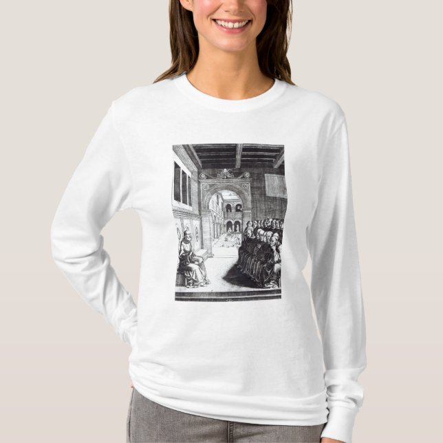 Camiseta St. Benedict que Preaching no monastério (Frente)