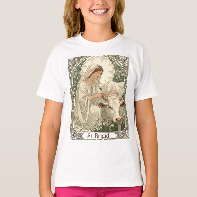 Camiseta St Brigid Patroness Saint Of Ireland With White Co (Frente)