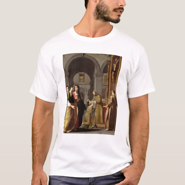 Camiseta St. Clare que recebe o véu de St Francis (Frente)