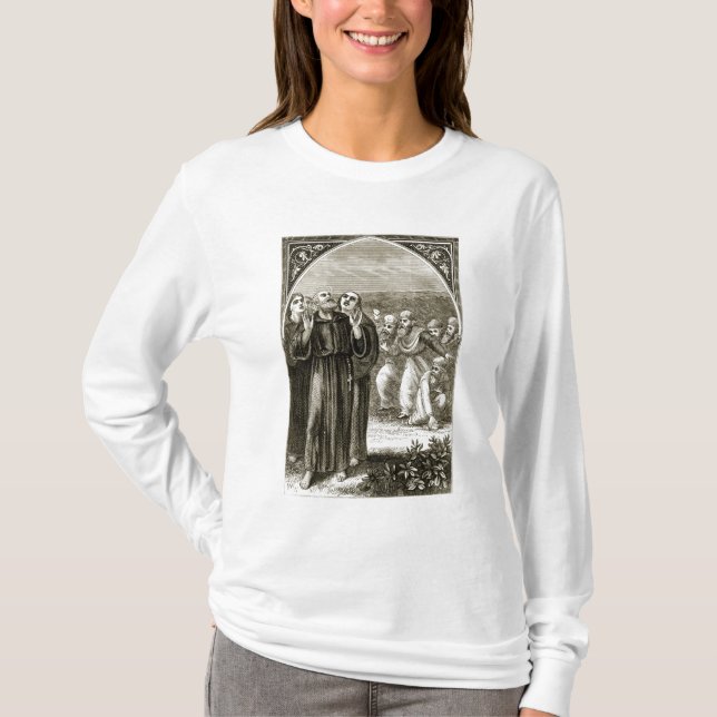 Camiseta St. Columba que chanting, e atacado pelos Druids, (Frente)