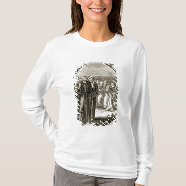 Camiseta St. Columba que chanting, e atacado pelos Druids, (Frente)