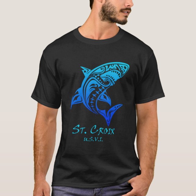 Camiseta St Croix Usvi Tribal Shark Vacation (Frente)