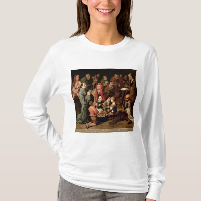 Camiseta St. Diego de Alcala que dá a comida aos pobres (Frente)