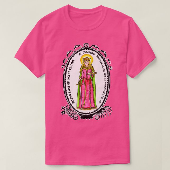 Camiseta St Dymphna Purity Lily Patron Saint Mental Health  (Frente do Design)