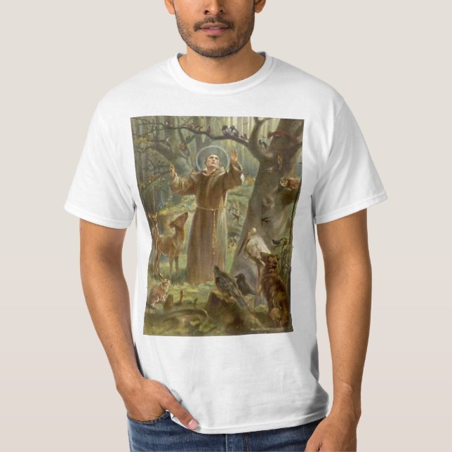Camiseta St Francis de Assisi cercou por animais (Frente)