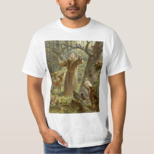Camiseta St Francis de Assisi que Preaching aos animais
