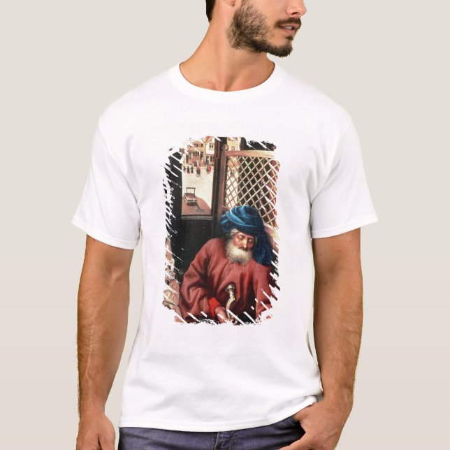 Camiseta St Joseph retratou como um carpinteiro medieval (Frente)