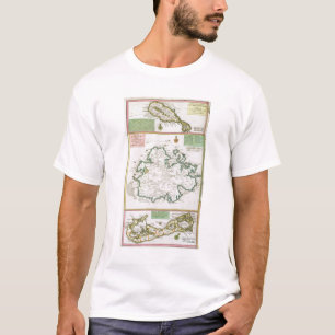 Camiseta St. Kitts, Antígua e Bermuda, detalhe de um mapa
