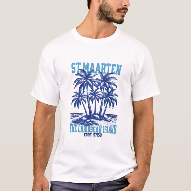 Camiseta St. Maarten, Île Tropicale Caraïbes (Frente)